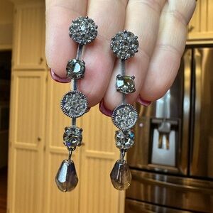 Banana Republic Dark Silver Crystal Drop Earrings
